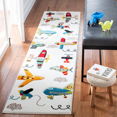 Safavieh Carousel Kids Collection Runner Rug - 23 X 10 Ivory Blue Airplane