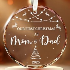 Our First Christmas As Mom  Dad Ornament 2025 - Gifts for New Moms Mom Dad