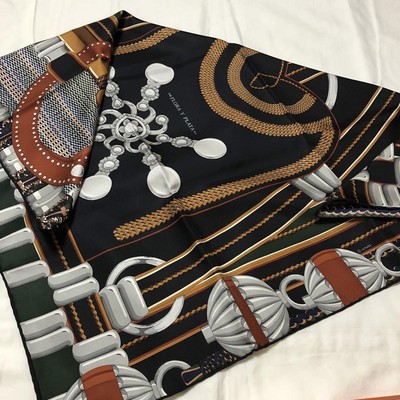 HERMES Scarf Carre 90 Florae et Plantae silk authentic made in France 1013