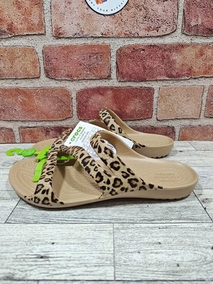 Crocs Kadee II Leopard Sandal Girls Size 4 Strappy 206894-90L New With Tags