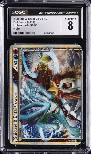 2010 POKEMON UNLEASHED HOLO #94 SUICUNE & ENTEI LEGEND CGC 8
