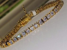 Ladies gold tennis bracelet cz 18kt electroplated no tarnish 7 inch new 7205