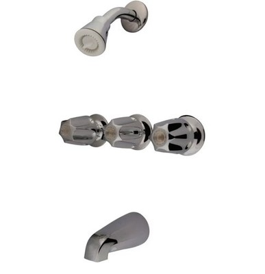 KF110 Proseal Three Handle Center Tub and Shower Valve, Polished Chrome 8 x 2...