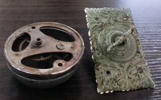Antique Original Victorian Windup On The Door Door Bell.Works.Needs Repainting