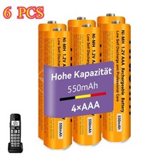 6pcs NI-MH AAA Rechargeable Batteries 1.2V 550mAh for Panasonic Cordless Phone