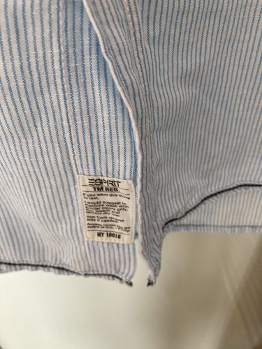 Camisa de lino y algodón ESPRIT NY 10018 | Manga corta | Rayas azules - Talla M-L - Imagen 7 de 16