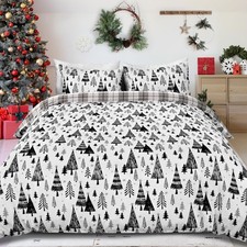Christmas Duvet Cover Queen, 3 Pieces Christmas Bedding Set Winter, White Chr...