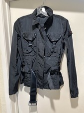 Peuterey Women s Navy Utility Jacket W Belt Weather Resistant Size 40 Fitted