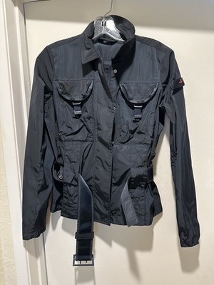 Peuterey Women s Navy Utility Jacket W Belt Weather Resistant Size 40 Fitted