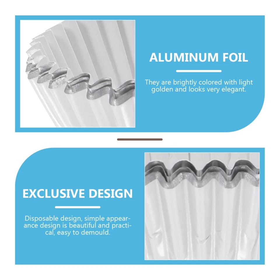 100 Pcs Stampo Muffin Pirottini Argento Per Cupcake Cuppa Di Torta - Immagine 3 di 4