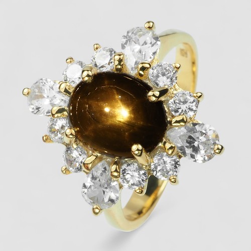 1.24CT THAILAND BLACK STAR SAPPHIRE 925 STERLING SILVER FINE JEWELRY ESTATE RING