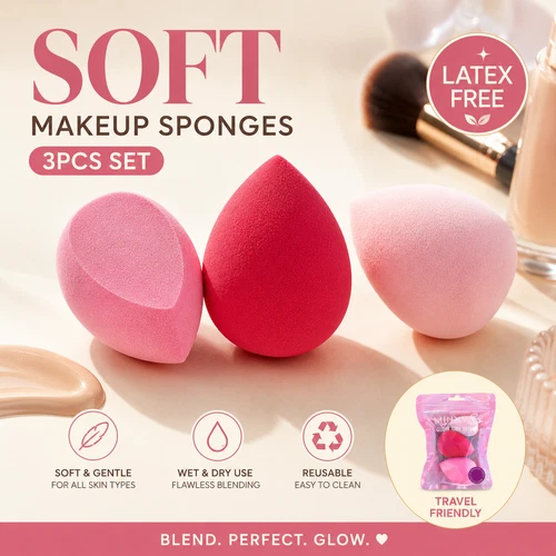 3-9 PCS Makeup Foundation Blender Sponge Puff Cosmetic Beauty Eggs 3 Size Travel - Picture 2 of 32