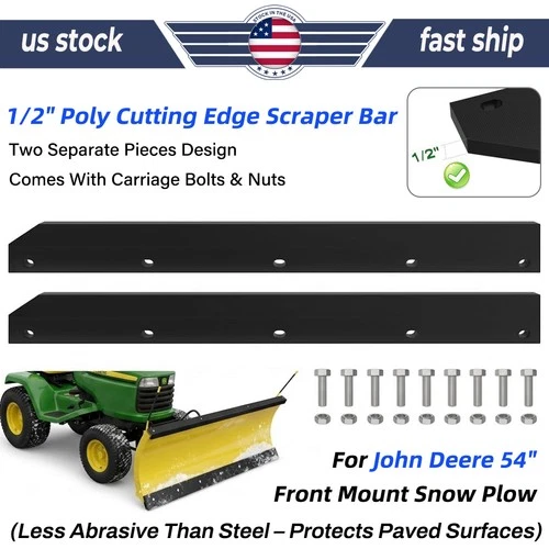 1/2" Heavy Duty POLY CUTTING EDGE for 54" John Deere Snow Plow Snowplow Blade US