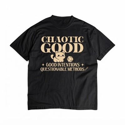 Chaotic Good D20 Dice Gamer Gift For Friends Black T-Shirt