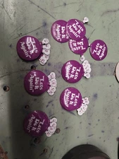 Lets Do it Again Vintage Metal Tab Pin Button Retro Purple Lot of 54 1970s