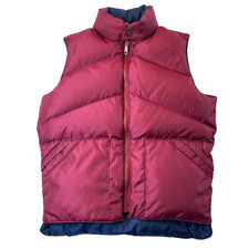 VTG 80s Goose Down Reversible Zip Up Vest Adult XS Blue Maroon Gladiator Camel