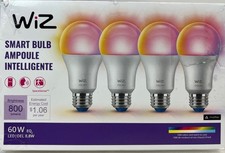 WiZ 60W Equivalent LED A19, E26 Smart Bulb 800 Lumens- Multicolor - 4 Pack