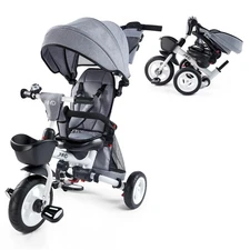 Baby Tricycle, 7-in-1 Folding Kids Trike with Adjustable Parent Handle, Safet...