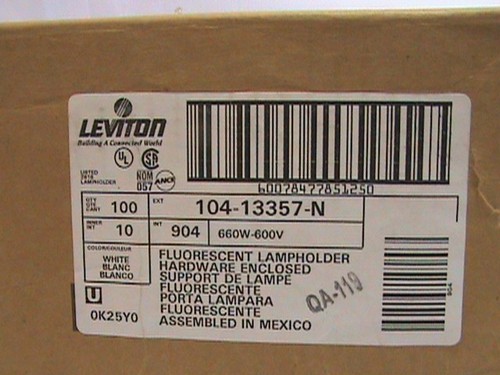 Je 100 Leviton 104-13357 N Bi-Pin Kunststoff Leuchtstofflampenfassung 660W 600V - Bild 6 von 8