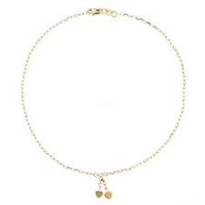 10" Dangling Heart Charm Chain Ankle Bracelet Anklet Real Solid 14K Yellow Gold