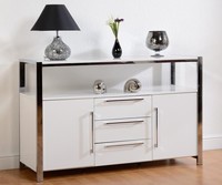 White Sideboard Gloss Chrome Legs Internal Shelves Living Room Home Study White Sideboard Gloss Chrome Legs Internal Shelves Living Room Home Study