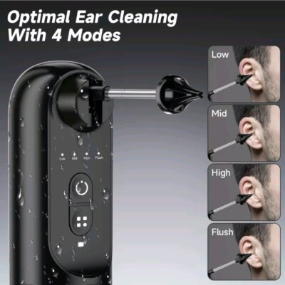 Ear Wax Removal Kit With Dual Water Tank Electric Ear Cleaner Tool With Ear Dryer Irrigation Flushing System 5 Modes,Black - Pick Your Plum - View #5