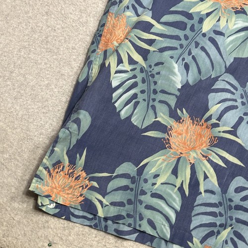 Reyn Spooner Shirt Men’s 2XL Blue Floral Hawaiian 1/4 Button Short Sleeve Beach - Picture 2 of 12