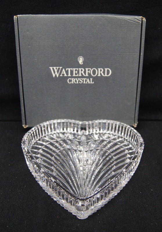 WATERFORD Crystal 7.5" Heart Shaped Tray W/BOX IRELAND
