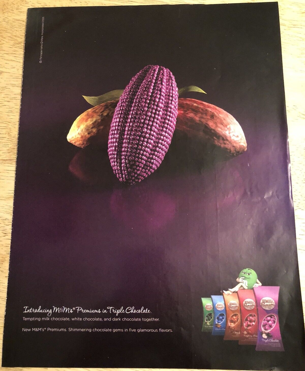 2008 M&Ms - M&Ms Premiums in Triple Chocolate - Magazine Print Ad