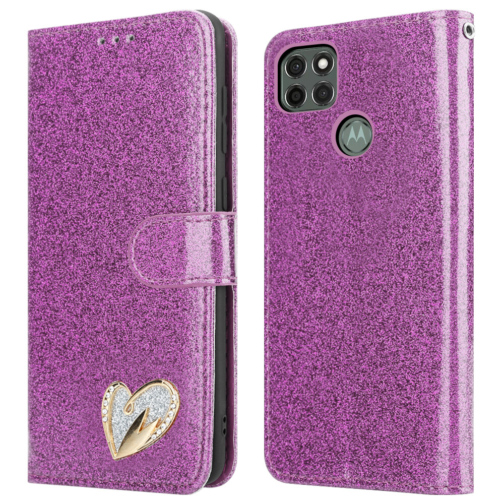 Custodia IPEAK A Libro Con Glitter E Porta Carte Per Motorola Moto G9 Power – Colore Rosa Oro