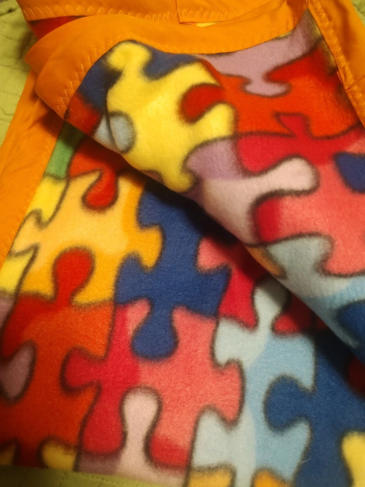 Rare Autism Throw Blanket 57x59 Puzzle Pieces Autism Awareness Autistic Homemade - Image 3 of 4