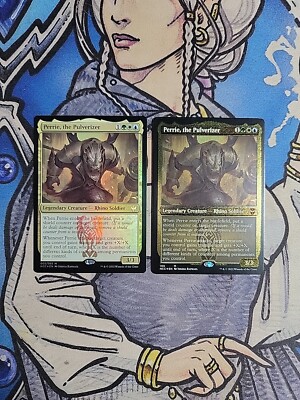 mtg perrie the pulverizer commander deck 1x Perrie, the Pulverizer FOIL + 1x Thick Stock Commander Card NCC MTG  Magic