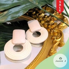 Tropical Island Inspired Geometric Natural Wood Women Earring One Size 