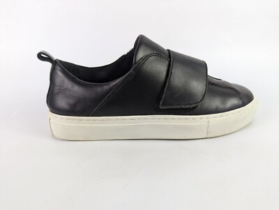 French Connection Black Leather Riptape Fastening Trainers UK