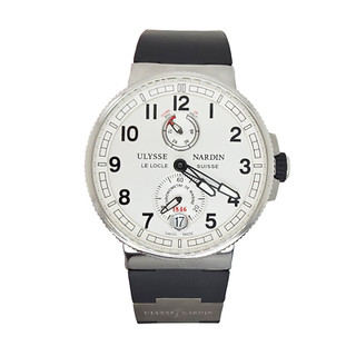 Reloj para hombre Ulysse Nardin Marine cronómetro esfera blanca 1183 126 correa de goma