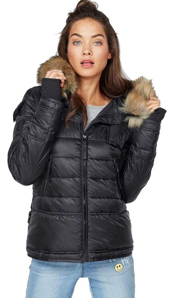 Ajc Damen Outdoorjacke Steppjacke Jacke Mit Kapuze Schwarz 36 P1372-image