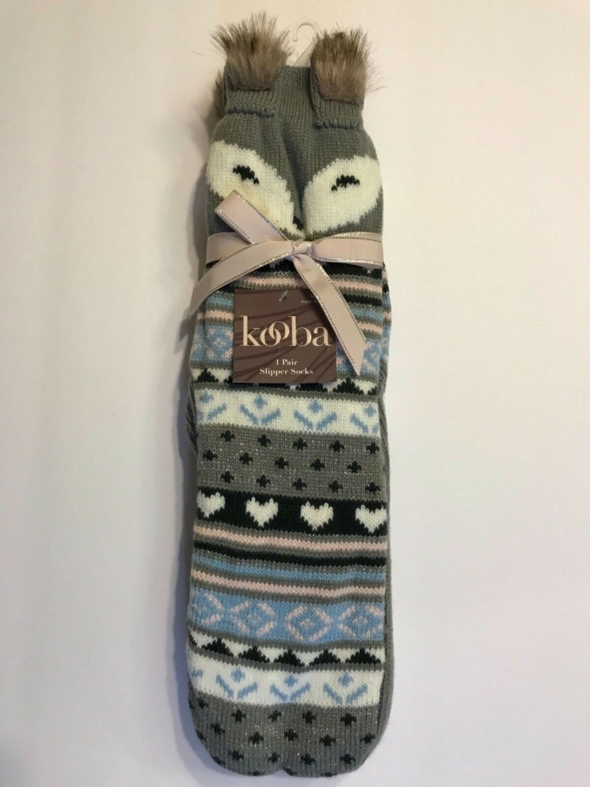 SAOLA KOOBA FOX HEART COMODE MORBIDE SHERPA GRIP SUOLA PANTOFOLE CALZE DA DONNA REGALO