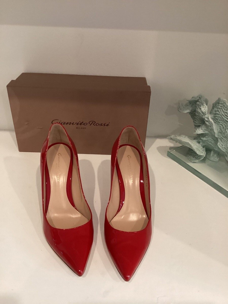 Gianvito Rossi Patent Leather Red Stiletto Pumps Heels Shoes Size