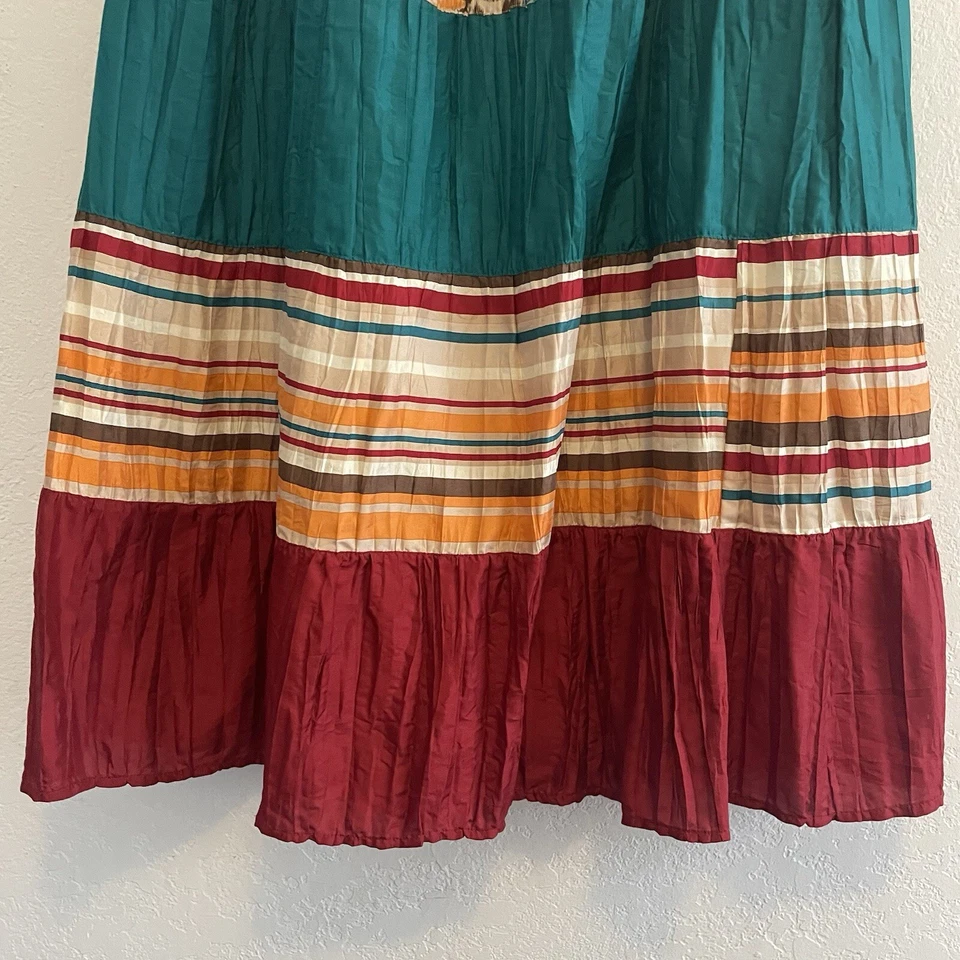 KATE HILL ПОВСЕДНЕВНЫЙ A-LINE МНОГОЦВЕТНЫЙ ЦВЕТОЧНЫЙ БОГЕМНЫЙ ДЛИННАЯ ЮБКА РАЗМЕР L шелк - Изображение 2 из 4