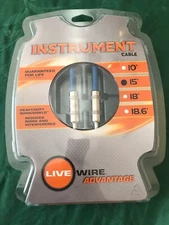 Live Wire Advantage Instrument Cable 15 ft. 1/4 Inch Jack Male Black NIB sealed