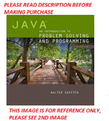 Java: An Introduction by Savitch 7th International Softcover Edition Same Book