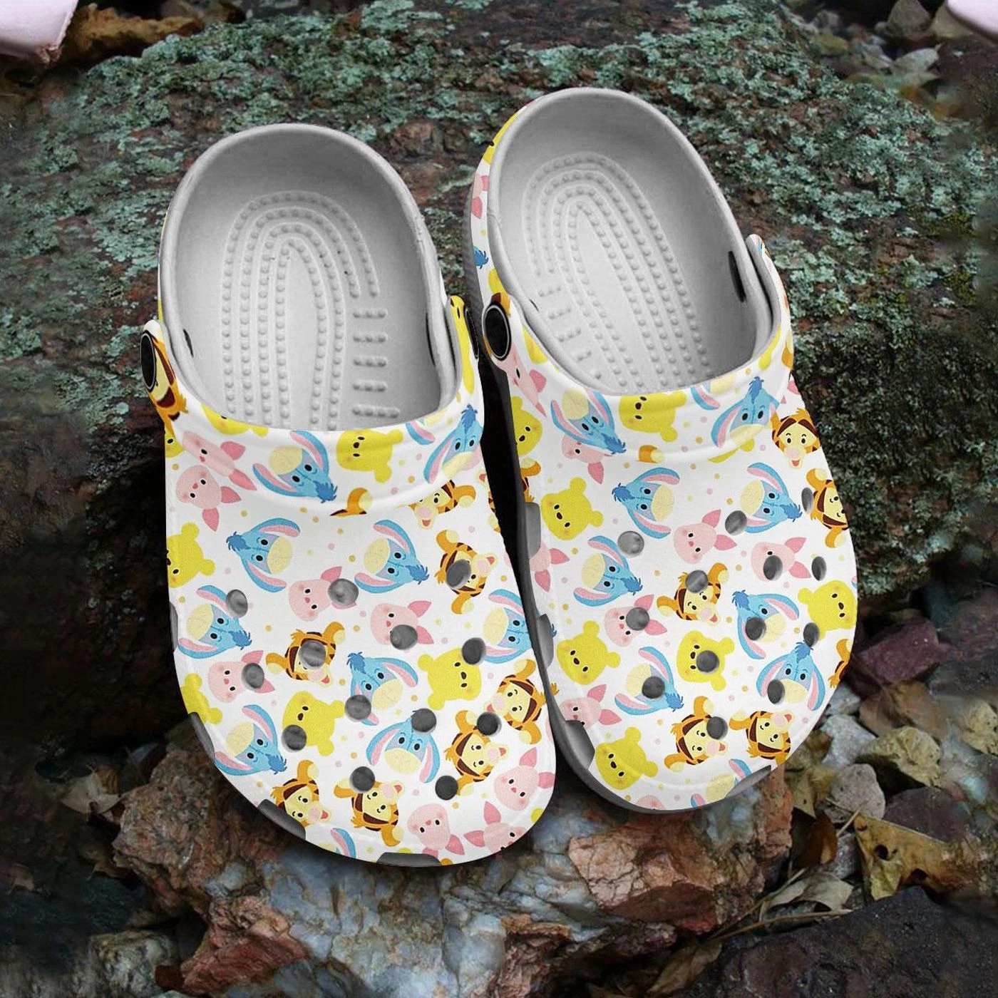 Cute Winnie The Pooh Cartoon Characters Pattern Clogs For Kids And Adults
