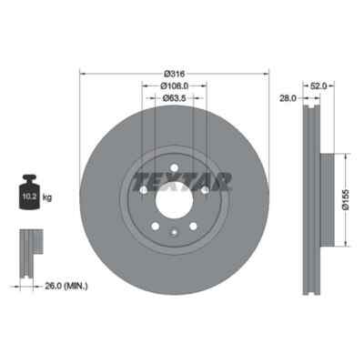 TEXTAR 2x Bremsscheibe 92162305