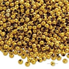 Acrylic Shiny Metallic Gold 3mm Round Beads with 0.8-1.1mm Hole 4,500