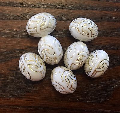 Vintage German White W Gold Paint Accent Fancy Knot Texture Oval Lucite Bead Lot Ebay