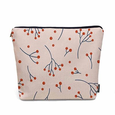 Red Berry Makeup Bags Makeup Organizer, Christmas Rowan Berries Flowers Flax ...