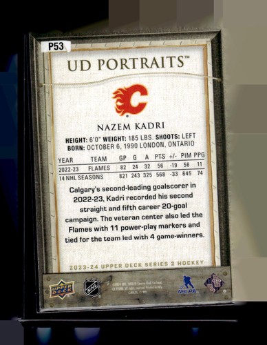 2023-24 Upper Deck #P53 Nazem Kadri UD Portraits - Picture 2 of 2