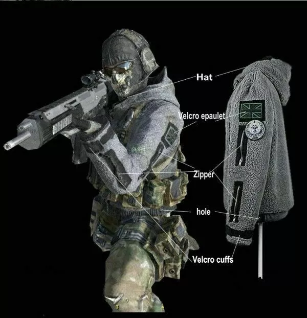 Men's Call of Duty Cosplay Jacket Modern Warfare 2 Task Force 141 Ghost Coat