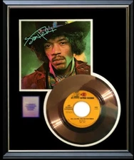 JIMI HENDRIX ALL ALONG THE WATCHTOWER GOLD RECORD W- PRINTED SIGNED AUTOGRAPH