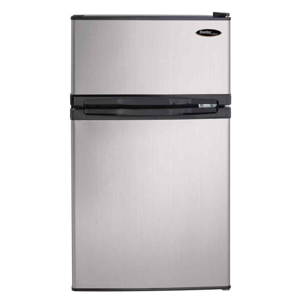 Designer 3.1 cu. ft. Mini Fridge in Stainless Look w/Freezer Section
